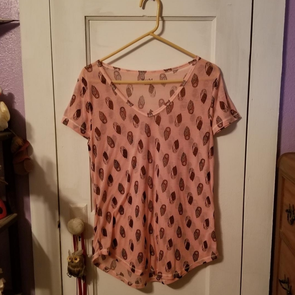 Mudd Juniors Pink Owl Print Tee